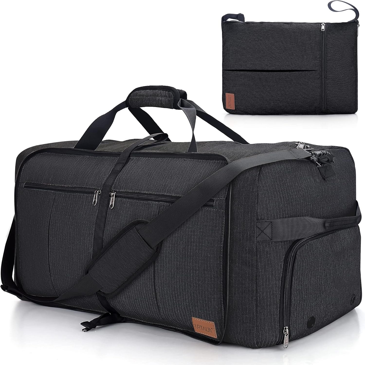 80L EXTRA LARGE Duffle Bag for Travel, 26″ Foldable Travel Duffel Bag with Shoe Compartment for Men Women, Waterproof & Tear Resistant (Black, EXTRA LARGE, 80L)
