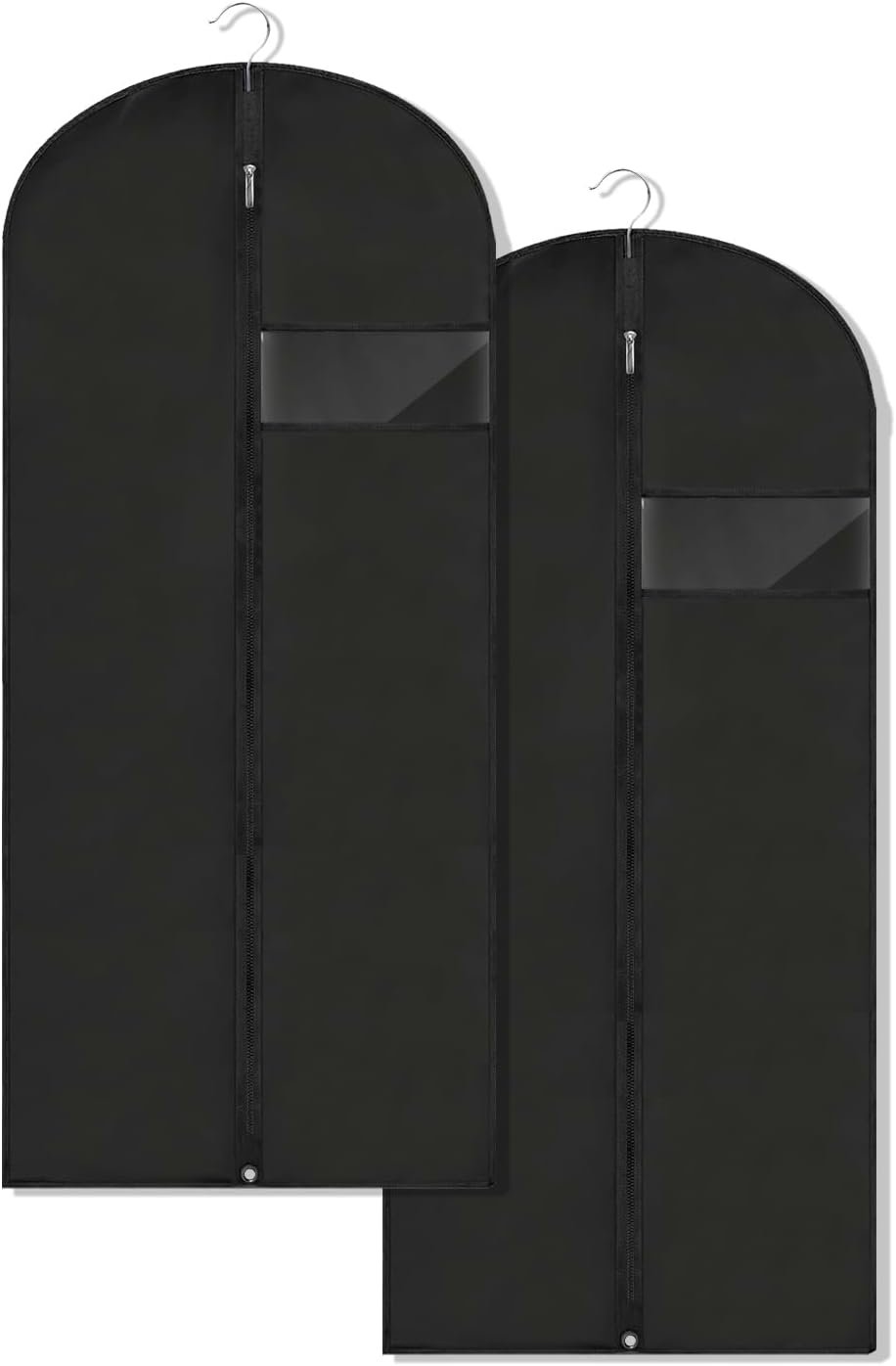 Garment Bags for Hanging Clothes, 45” Suit Bag Cover for Storage and Travel, Dress Bags for Gowns Long, 2 Pack (Black)