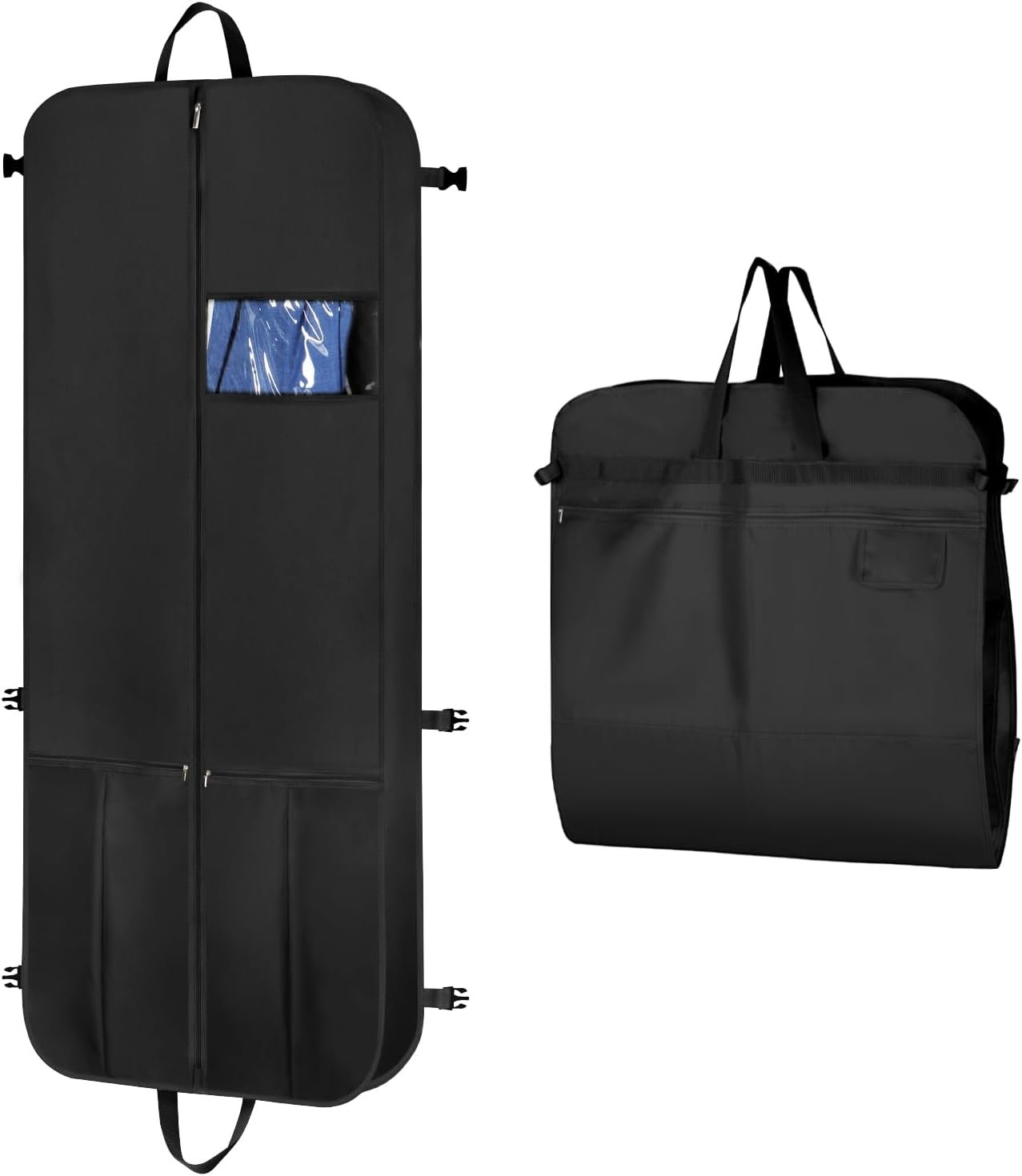KEEGH Garment Bags for Travel 54″ Tri-fold Garment Bag for Dresses Long Suit Bags Dress Bags for Closet Storage Hanging Clothes for Suit Coats Tuxedos Dresses with 4 Big Pockets, Black