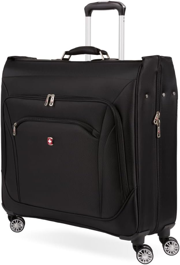 SwissGear 7895 Premium Garment Bag with Spinner Wheels, Amazon Exclusive, Bonus Hanging Feature, 24-Inch Luggage – Black