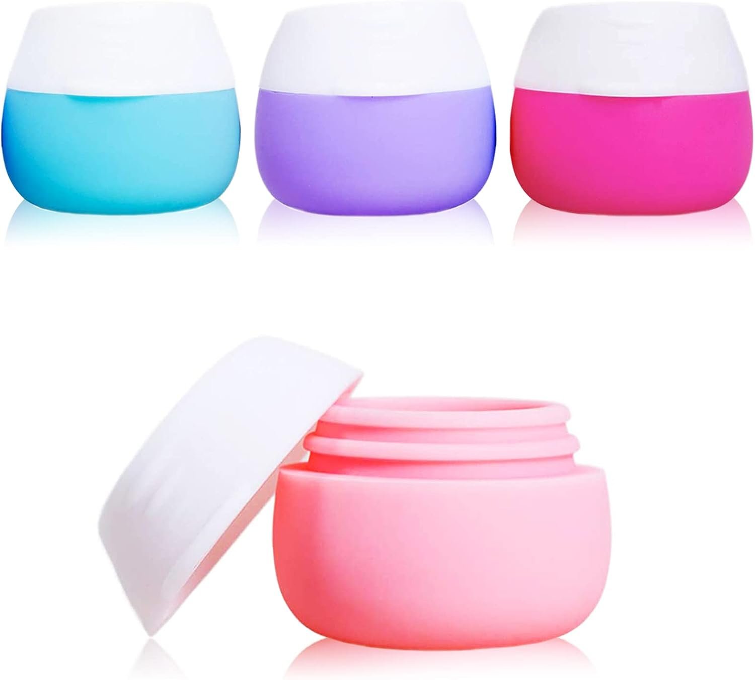 Gemice Silicone Cream Jars, TSA Approved Travel Size Containers – Leak-proof Travel Accessories with Lid for Cosmetic Makeup Face Body Hand Cream (4 Pieces)