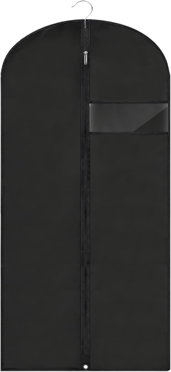 Garment Bags for Hanging Clothes, 45” Suit Bag Cover for Storage and Travel, Dress Bags for Gowns Long (Black)