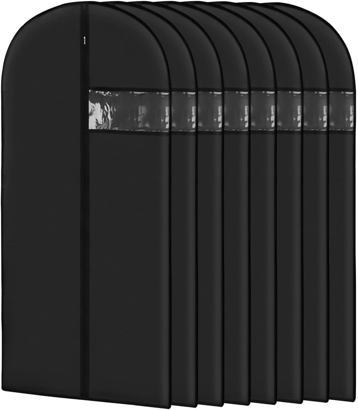 Garment Bags for Hanging Clothes 8 packs Washable Black Suit Bags for Closet Storage and Travel with Clear Window (43 inches)