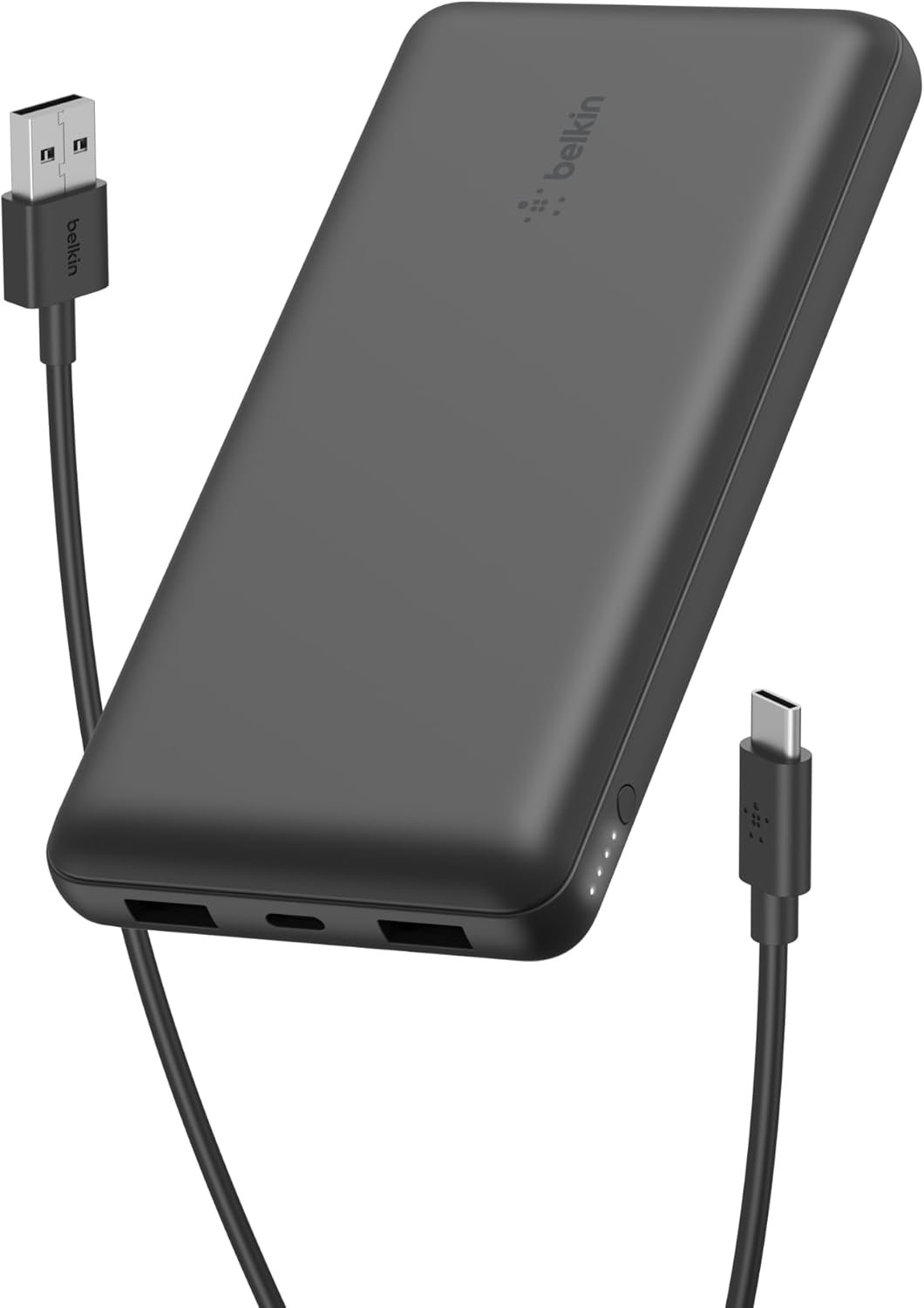 Belkin Portable Charger, USB-C Power Bank 20000 mAh w/ 2 USB-A Ports, 15W w/ Type-A to Type-C Cable – iPhone 17, Air, Pro, Pro Max, AirPods, Apple Watch, Samsung Galaxy S25, Google Pixel 10 – Black