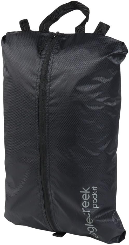 Eagle Creek Pack-It Isolate Shoe Sack – Breathable Shoe Sack for Travel – Lightweight & Portable – Washable – Water-Resistant – Easy-Grab Zipper – Top Handle – Black