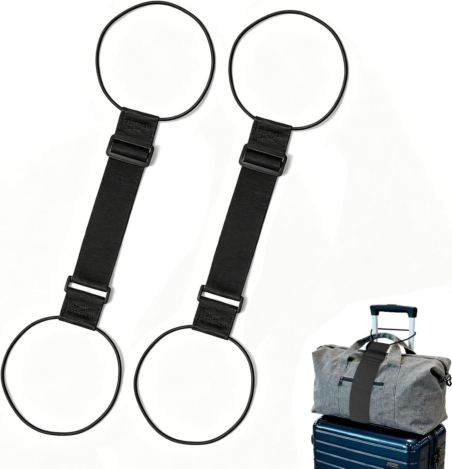 2 Pcs Luggage Connector Straps Multi Use Strong, 2026 New Adjustable Elastic Belt, Adjustable Luggage Straps, Flexible Elastic Fastening Belt, Add a Bag Easy to Travel Suitcase