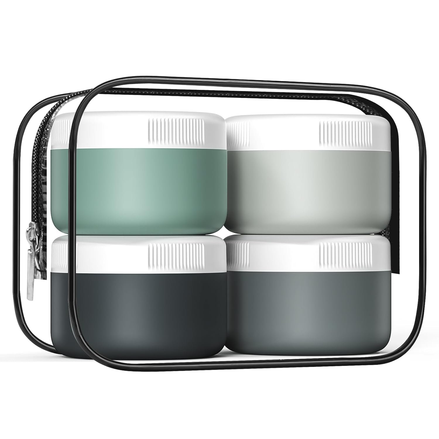 Kuangre Travel Containers for Toiletries, Silicone Cream Jars BPA-Free, Leak-proof 2oz Travel Size Containers, Portable Size Silicone Jars with Lid for Cosmetic Face Hand Body Cream (4 Pack)