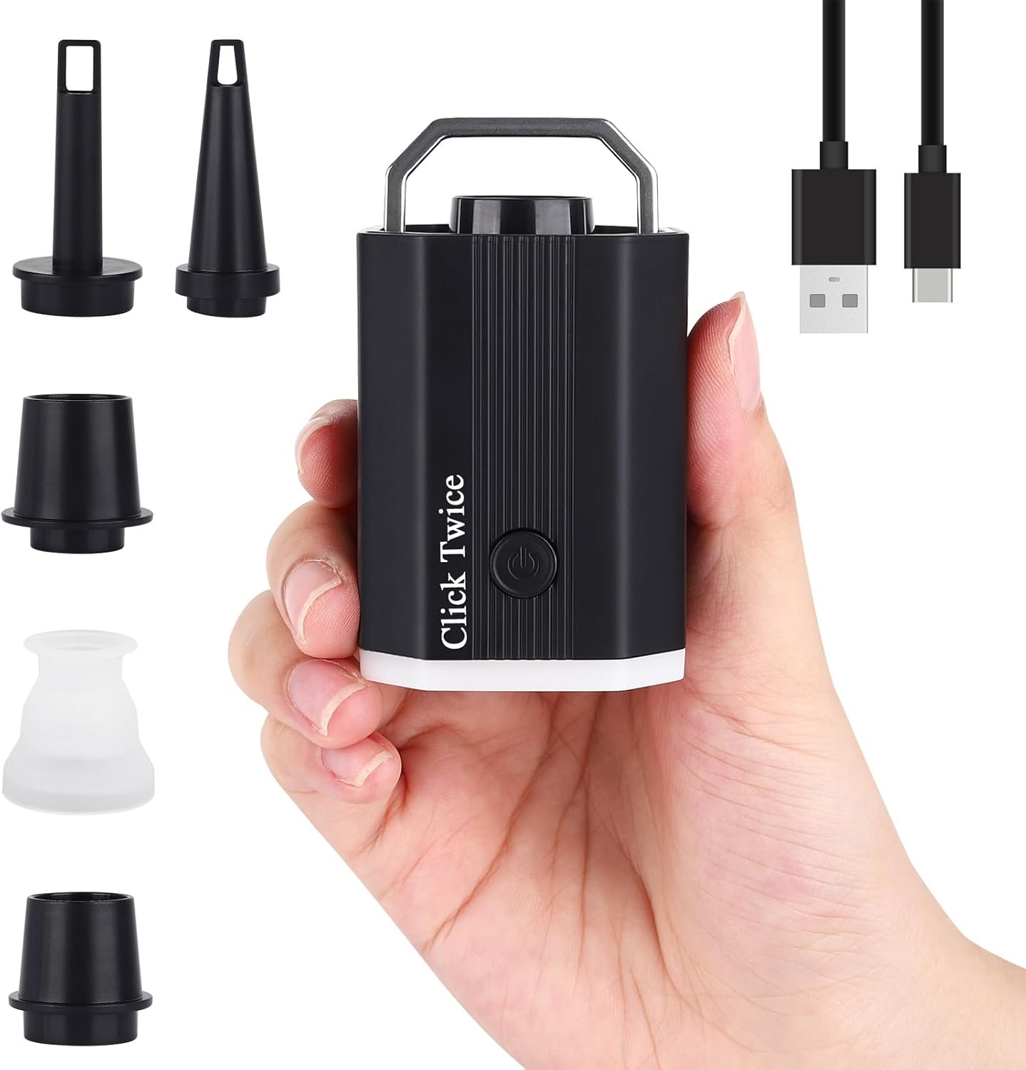 Mini and Portable Air Pump Tiny Pump with 1600mAh Battery USB Rechargeable to Portable Air Pump, Air Bed, Air Mattress Pump, Vacuum Storage Bags