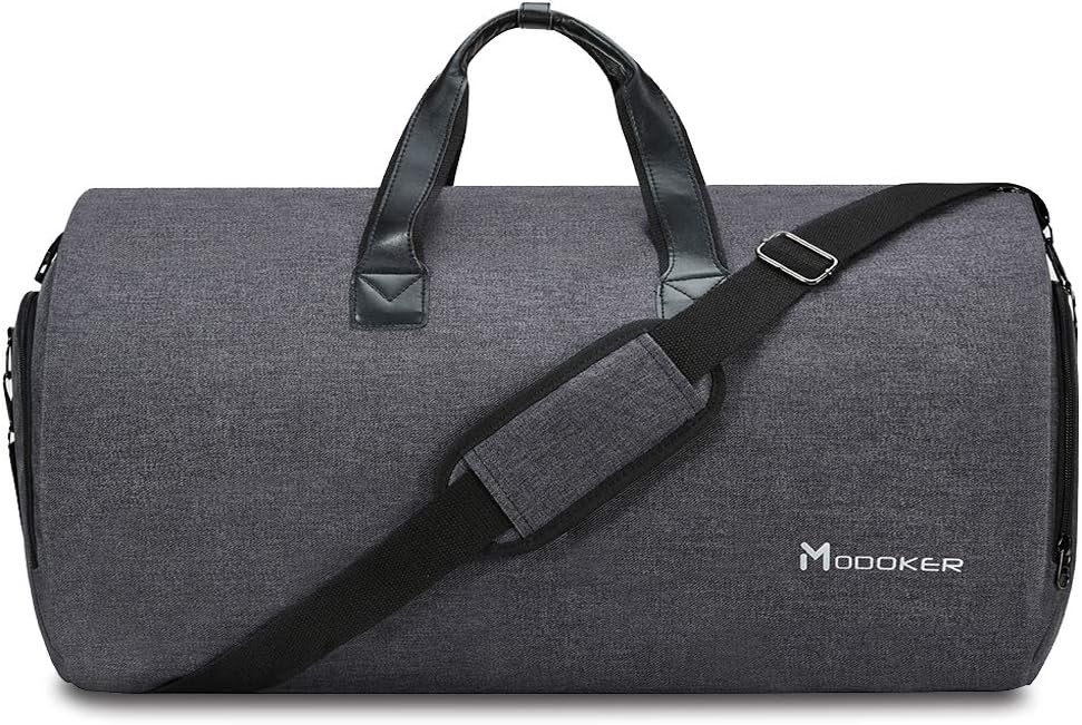 Modoker Convertible Garment Bag with Shoulder Strap, Carry on Garment Duffel Bag for Men Women – 2 in 1 Hanging Suitcase Suit Travel Bags, Black