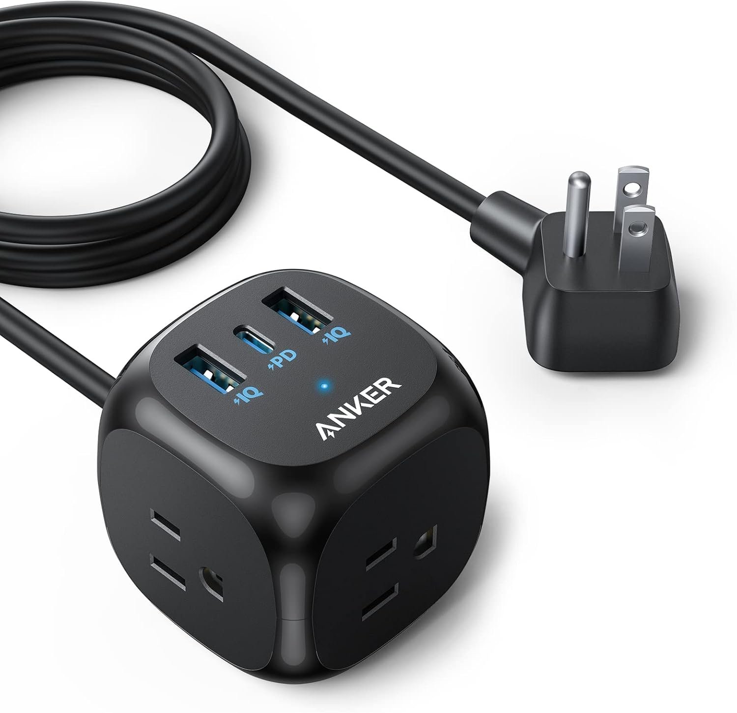 Anker 20W USB C Power Strip, 321 Power Strip with 3 Outlets and USB C Charging for iPhone 15/15 Plus/15 Pro/15 Pro Max (Black, 10FT)