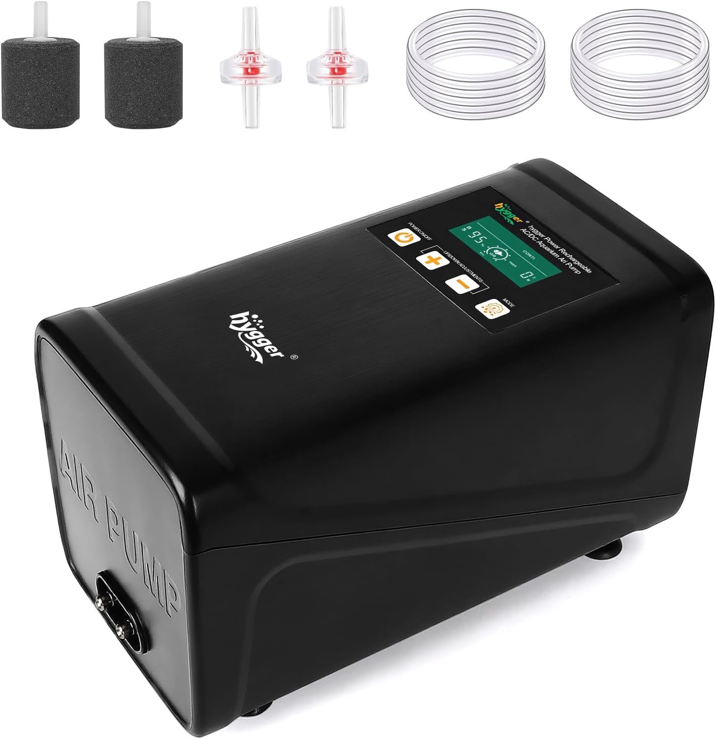 hygger Battery Backup Aquarium Air Pump, USB Rechargeable Dual-Outlet Fish Tank Oxygen Pump, Quiet Portable Aerator for Outdoor Aquarium (up to 120 Gal) & Fishing, Emergency Power Outage