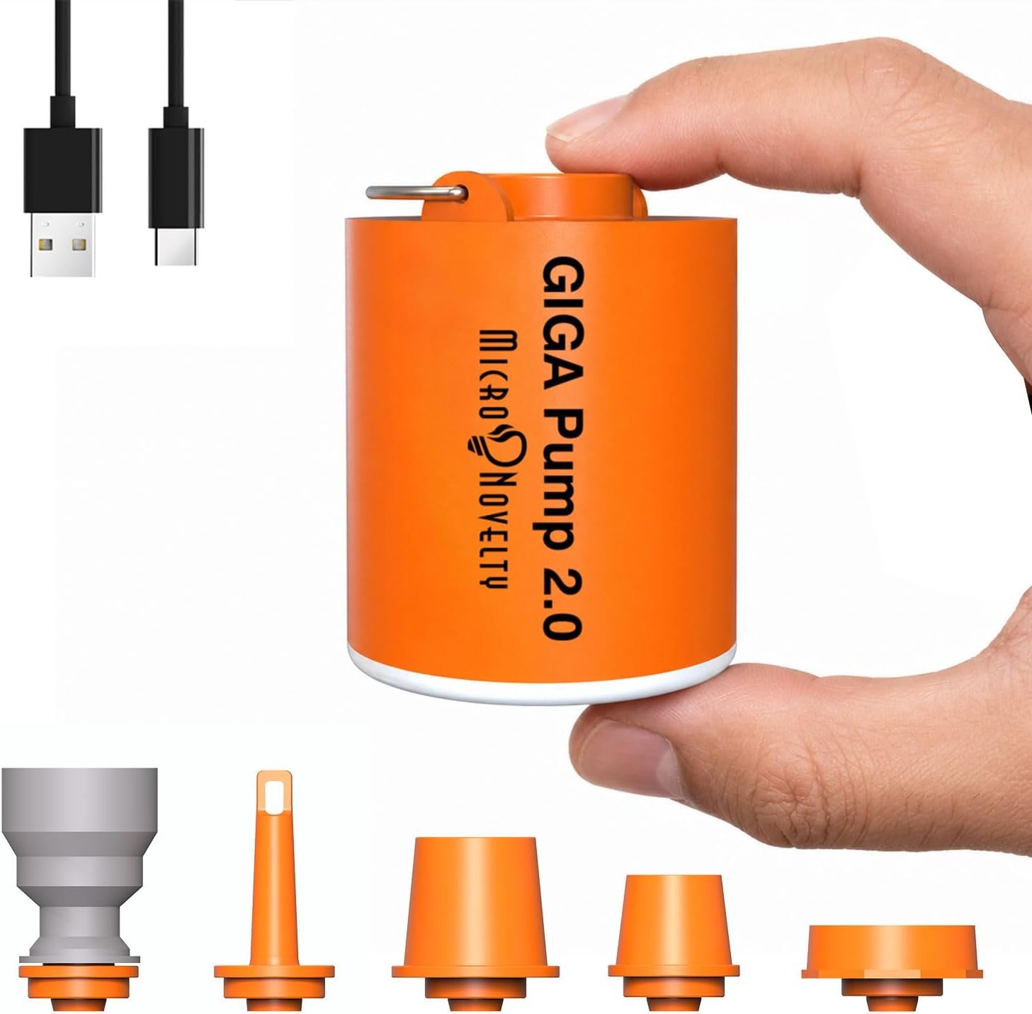 GIGA PUMP Portable Air Pump for Inflatables, Ultra-Light 1.7oz Rechargeable Mini Air Mattress Pump with Camping Light, Inflate Deflate for Air Mattress,Pool Floats, Vacuum Storage Bags