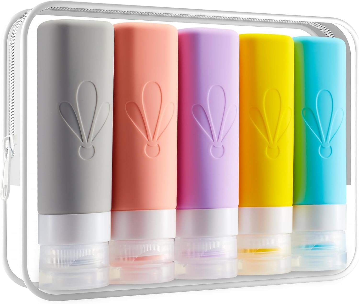 INSFIT Travel Bottles for Toiletries, TSA Approved 3oz Travel Size Toiletries, BPA Free Leak Proof Squeezable Silicone Tubes Travel Essentials for Shampoo Conditioner Lotion Soap
