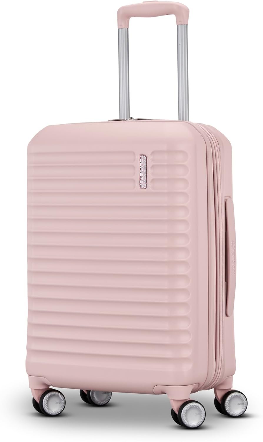 American Tourister Stratum 3.0 Carry-On Spinner, Airline Approved, Durable Hardside Luggage, Expands 1.5″, RightHeight™ Adjustable Handle, Pink Blush
