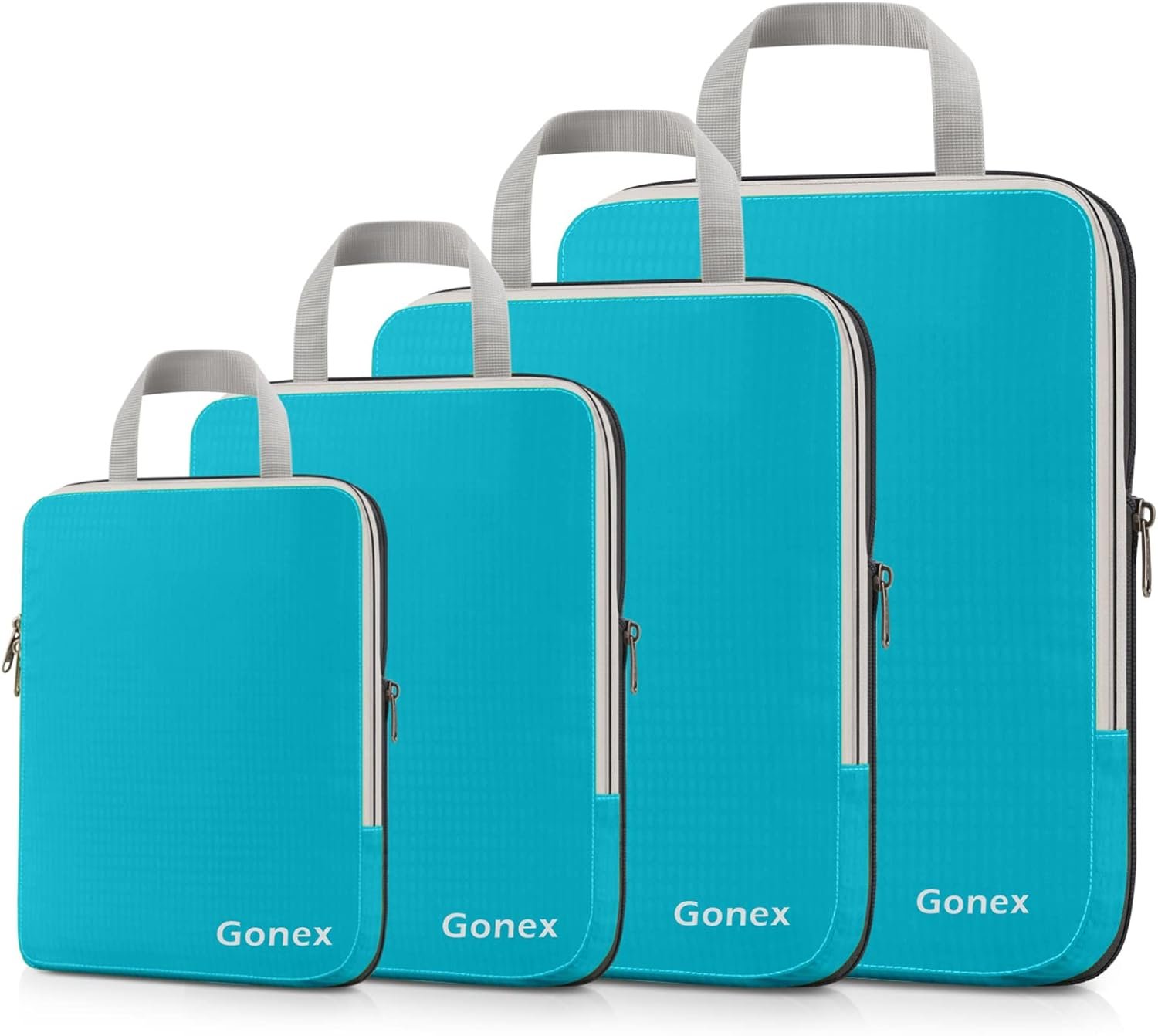Gonex Compression Packing Cubes, 4pcs Expandable Storage Travel Luggage Bags Organizers (Blue)