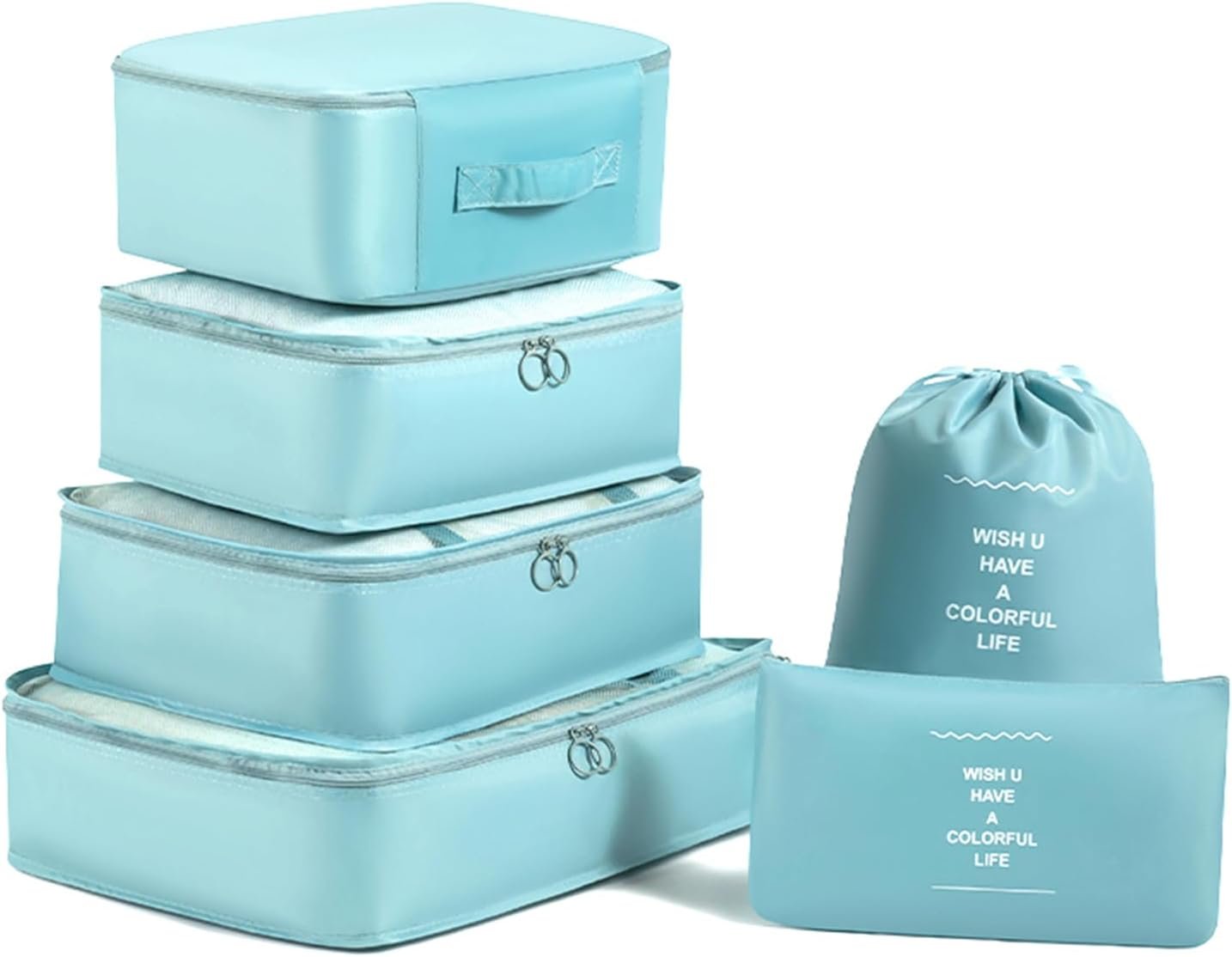 6 Set Packing Cubes Luggage Packing Organizers for Travel Accessories-Sky Blue