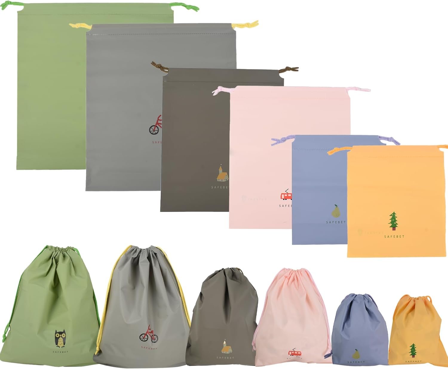 Waterproof Drawstring Bag, PE Plastic Storage Bag Organizing Bag for Sport Travel Organize Pouch for Clothing Shoes Toiletries 3 Sizes