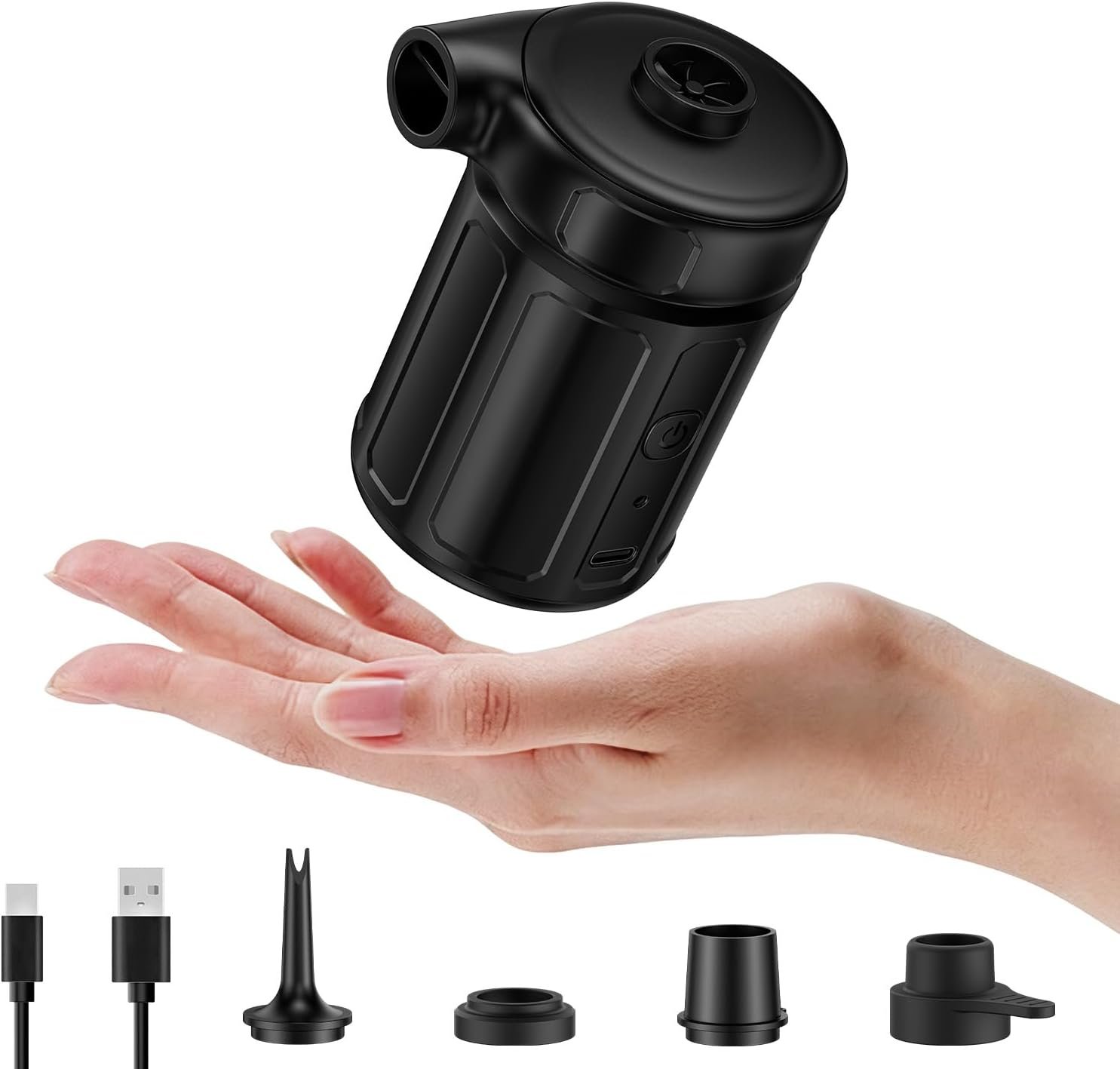 Ausic Portable Air Pump for Inflatables, Air Mattress Pump 6000mAh Rechargeable,2026 Upgraded Metal Blades,4 Air Nozzles,Inflate Deflate for Camping Gear Pool Floats Air Bed