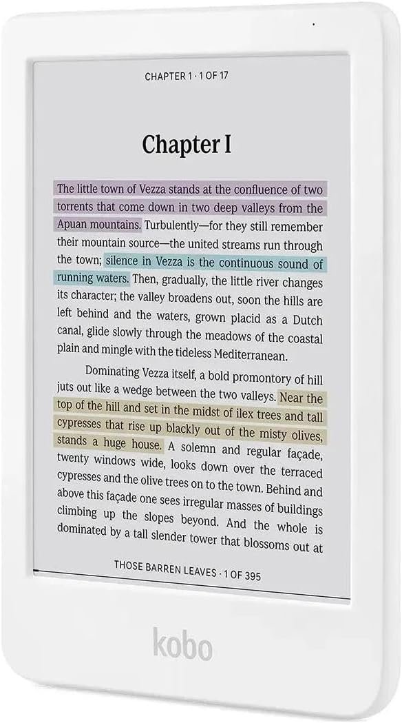 Kobo Clara Colour | Colour eReader | 6″ Glare-Free Colour and Ink Kaleido 3 Display | Dark Mode Option | Waterproof | Audiobooks | 16GB of Storage | White