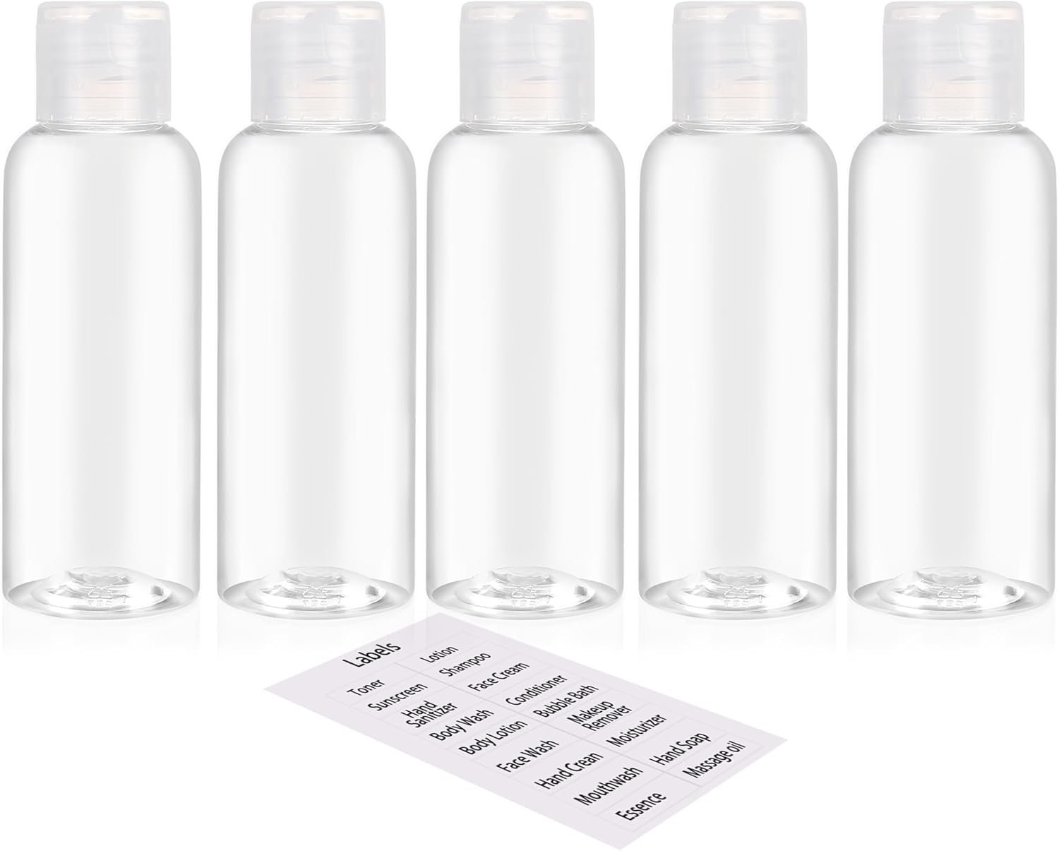 DNSEN 5 Pack 3.4oz Empty Plastic Travel Bottles for Toiletries TSA Approved Leak Proof Squeezable Travel Size Containers Travel Essentials Accessories, clear