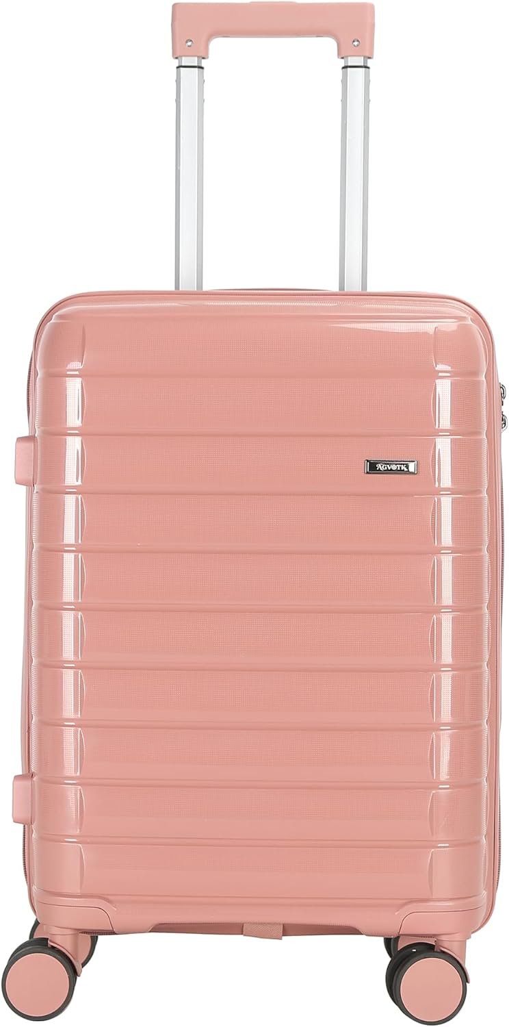 20” Carry On Luggage with TSA Lock, 22x14x9 Airline Approved Suitcase 360° Silent Spinner Wheels, Anti-Burst Zipper, Hardside PP Lightweight Travel Luggage (ROSE GOLD)