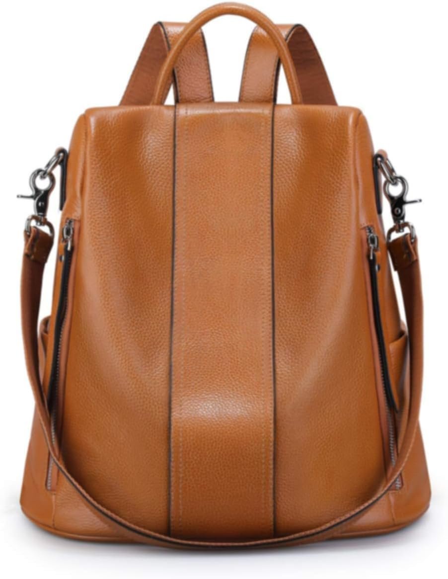 S-ZONE Leather Backpack Purses for Women Antitheft Rucksack Shoulder Bag Medium