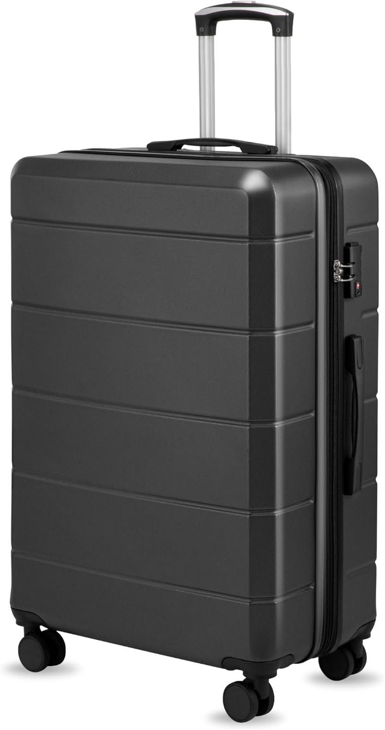 YOETEY 28 Inch Checked Luggage with Spinner Wheels, 106L Large Expandable Hardside Suitcase with TSA Lock, Durable ABS Hard Shell for Family Vacation and International Travel (28 in, Black)
