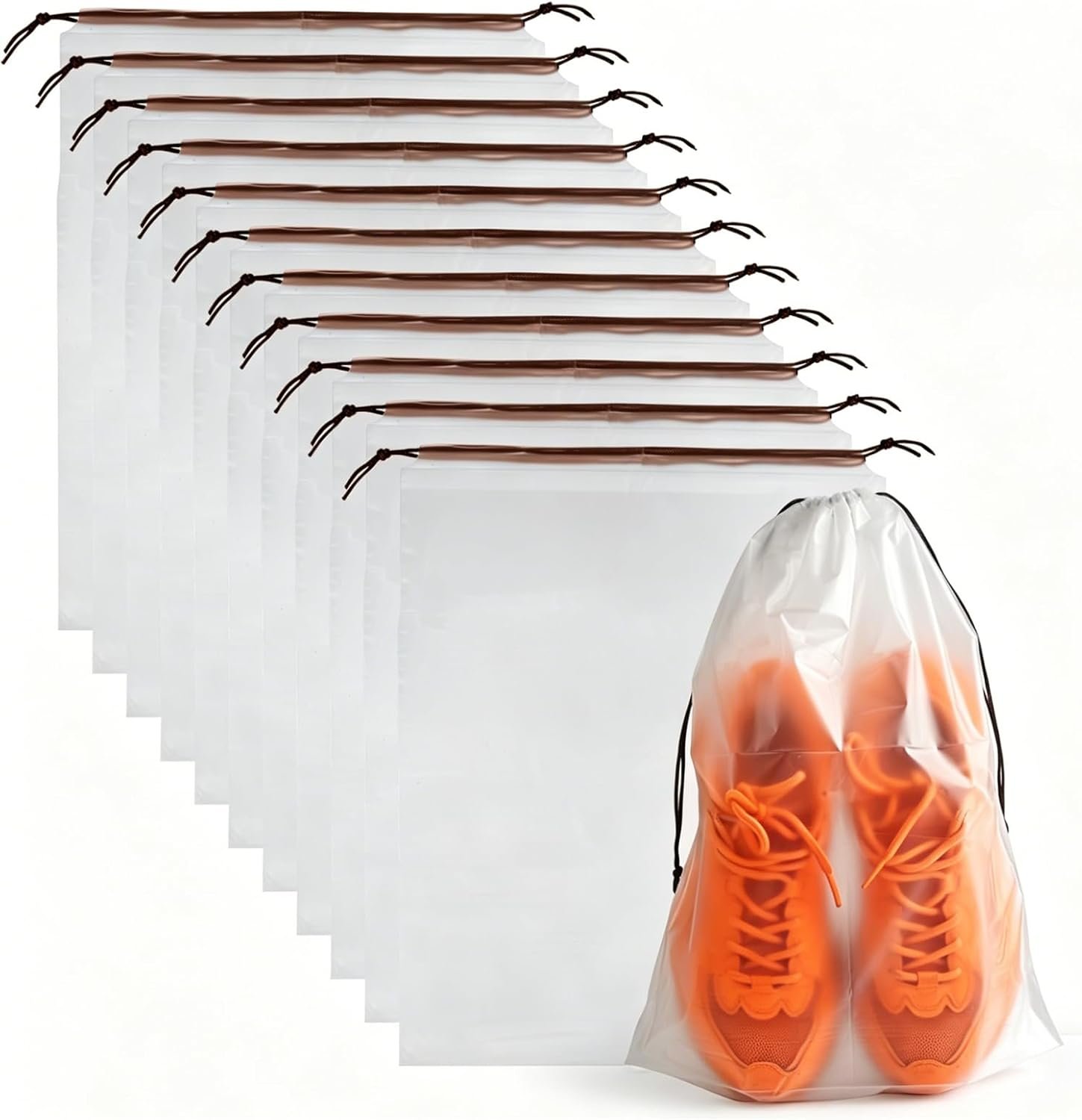 12 Pcs Shoe Bags for Travel, PLULON Clear Drawstring Travel Shoe Bags for Packing Waterproof Dustproof Shoes Organizer Pouch Travel Accessories Shoe Storage Bag for Women Men Portable Travel Essential