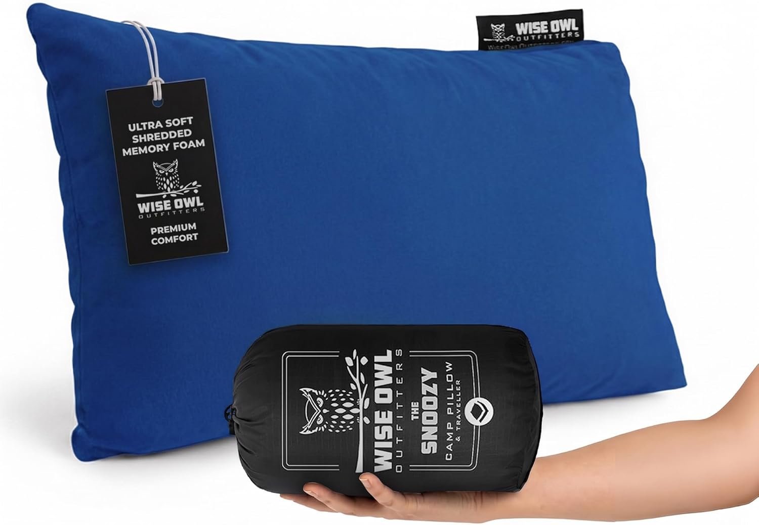 Wise Owl Outfitters Camping Pillow – Memory Foam Travel Pillow for Airplane Sleeping, Hiking, Backpacking & Outdoor Use – Small & Portable for Adults, Car, Camp & Tent