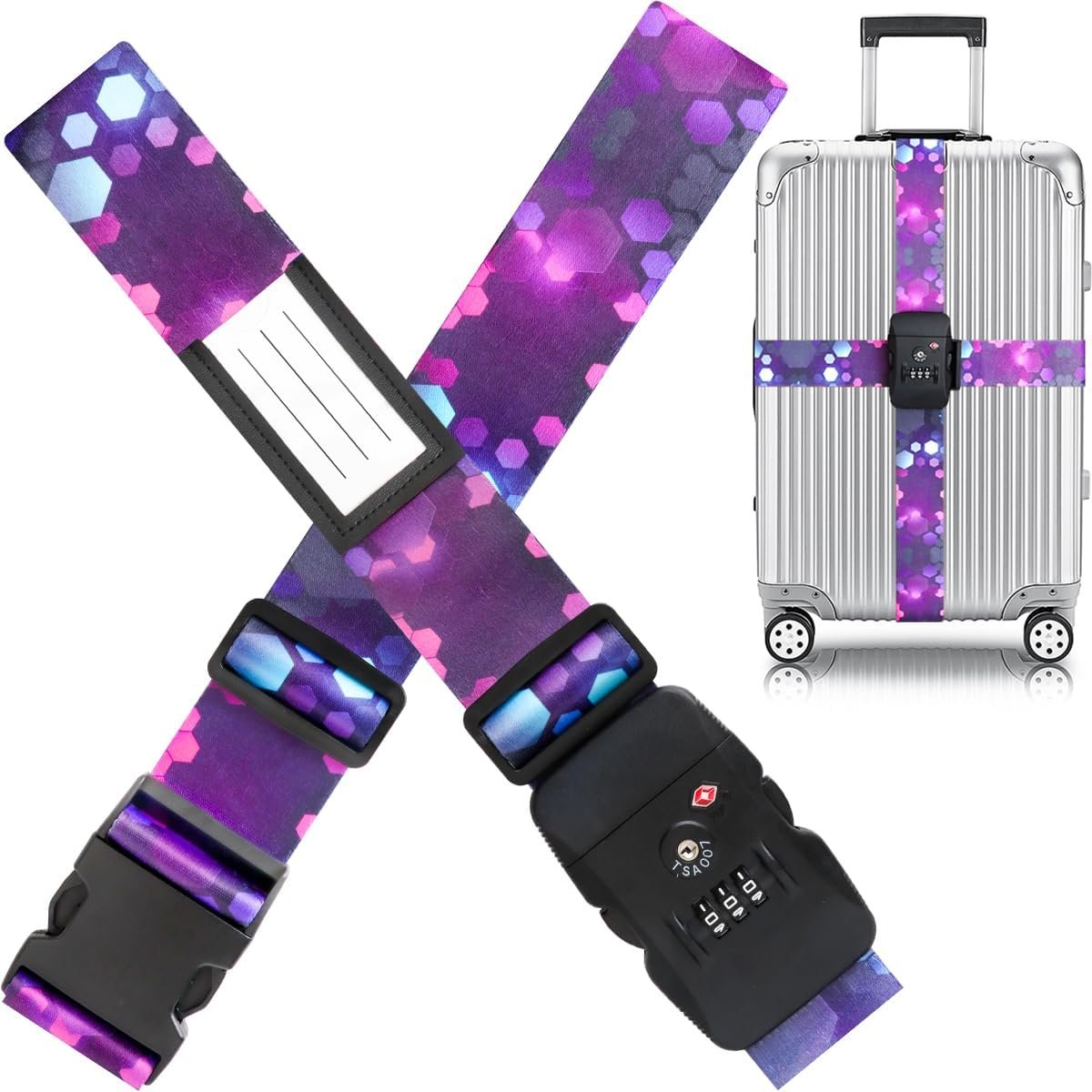 TSA Adjustable Travel Luggage Strap Suitcase Belt Travel Bag Accessories 1.96 in W x 6.23 ft L