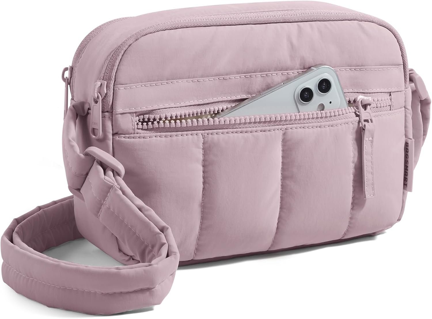 BAGSMART Cross Body Purse, Mini Crossbody Bags for Women Travel Purse, Puffy Shoulder Handbag Wallet with RFID Blocking Slots, Purple