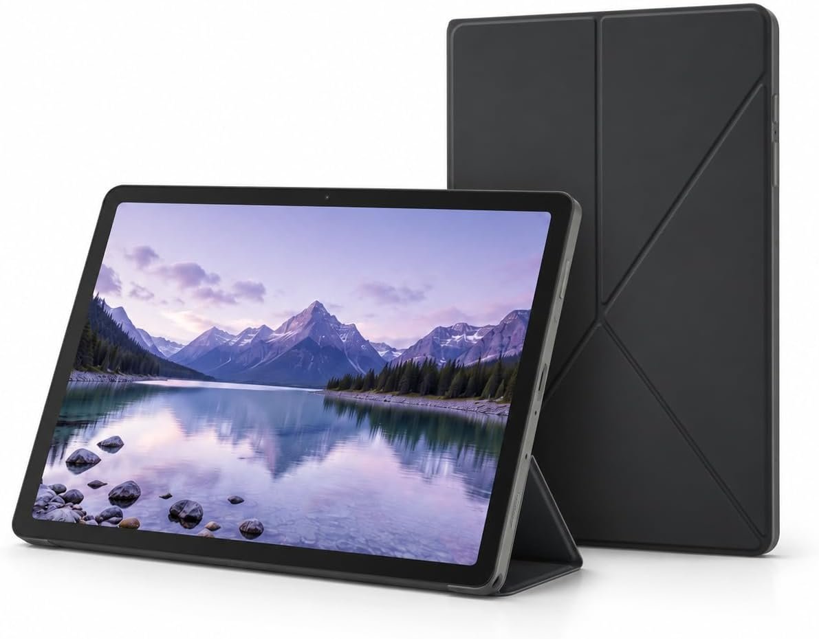 Samsung Galaxy Tab A9+ 11″ 64GB Wi-Fi Android Tablet Bundle with Book Cover Case – 90Hz Display, Quad Speakers, 8MP Camera, Long Battery – Graphite