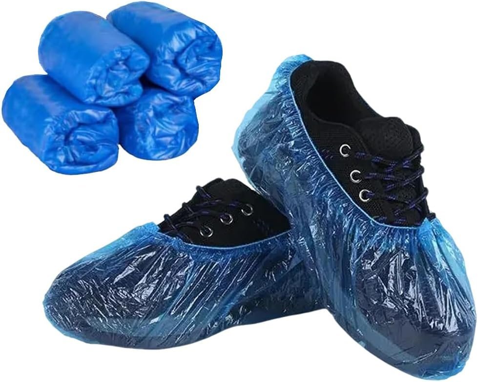 Pack of 40 (20 Pairs) Disposable Dustproof Shoe Covers, SIZE: 13.38 * 5.71in (37 * 14.5cm), PE Plastic