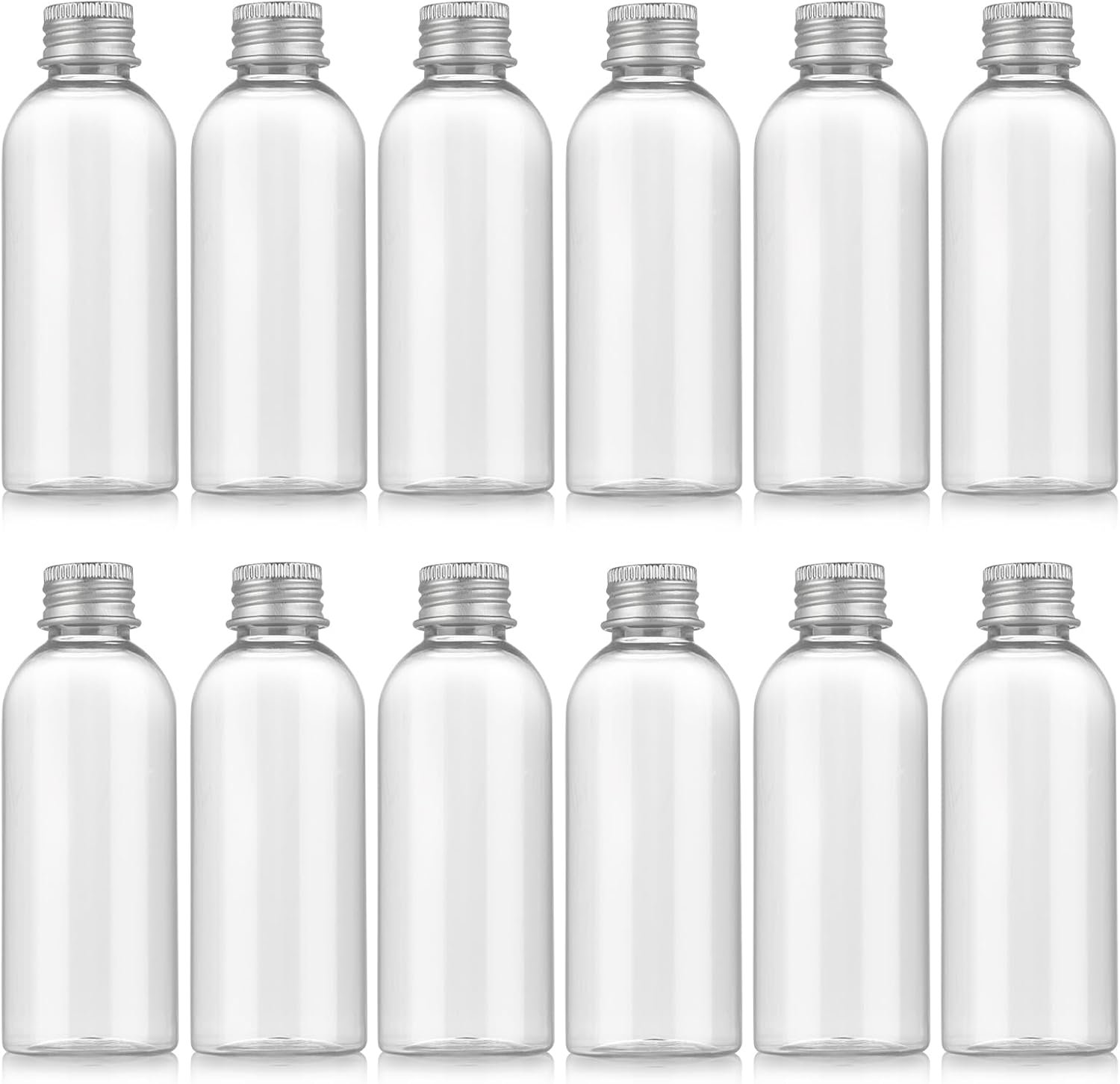 3.4 oz Travel Bottles TSA Approved, 12 pcs Refillable Travel Bottles Leak Proof with Silvery Screw Cap, Essential Oil Bottles Empty