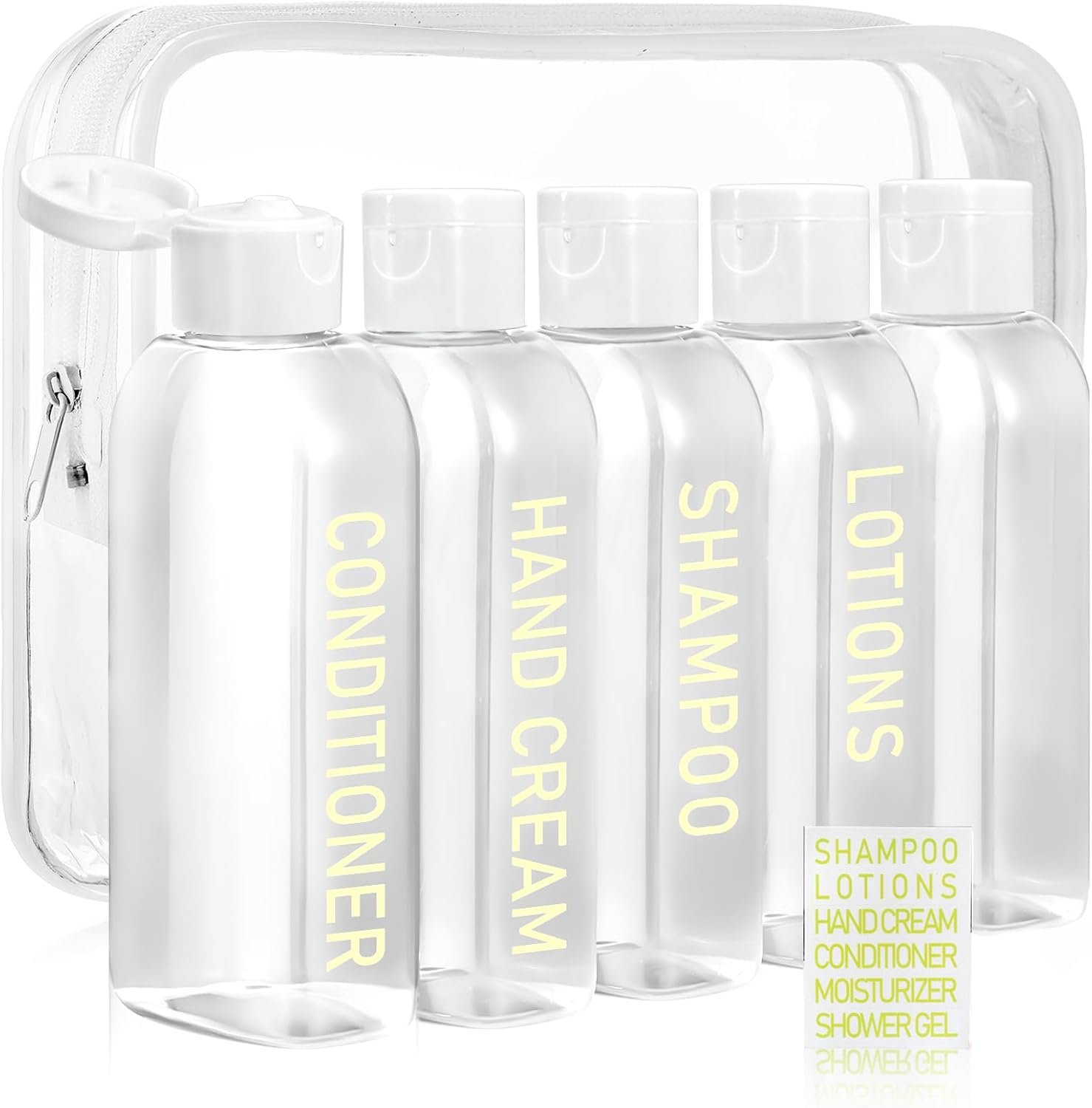 Travel Shampoo Bottles 5 pcs 3.4oz TSA Approved Travel Bottles for Toiletries Travel Size Bottles Leak Proof Empty Lotion Containers with Flip Cap Small Plastic Squeeze Bottlesp-Clear