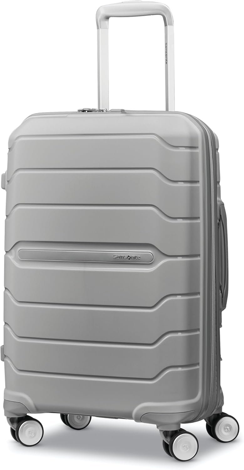 Samsonite Freeform Hardside Carry-On Luggage with Spinner Wheels – Hardshell Suitcase – TSA, Airline-Approved – Expandable Hard Shell, Smooth Rolling Wheels for Lightweight Travel – Light Grey