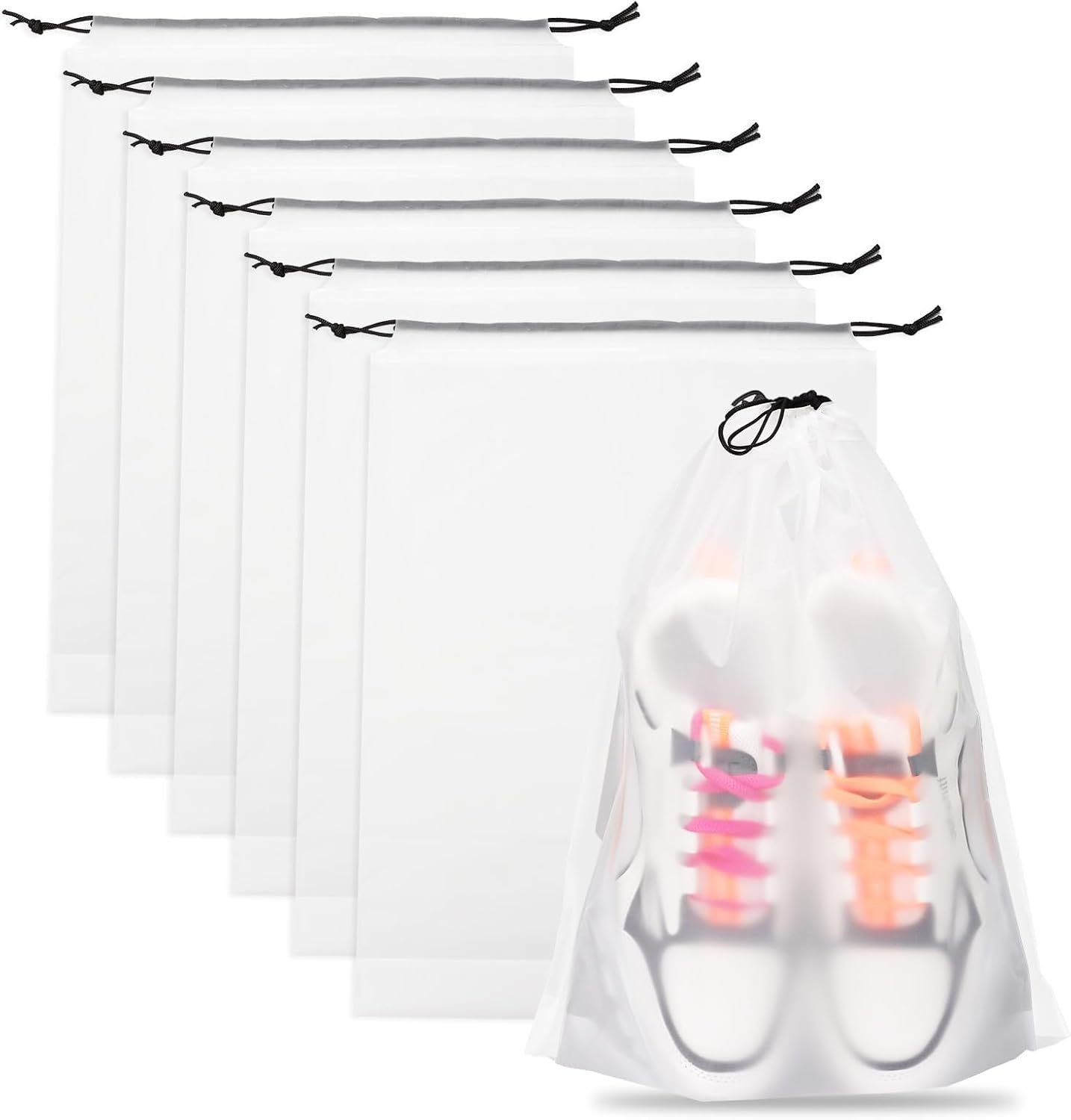 Teskyer 6 Pack Shoe Bags for Travel – Transparent, Waterproof, Portable Shoe Storage for Packing (15.7″ x 11.8″) – Travel Essentials for Men & Women