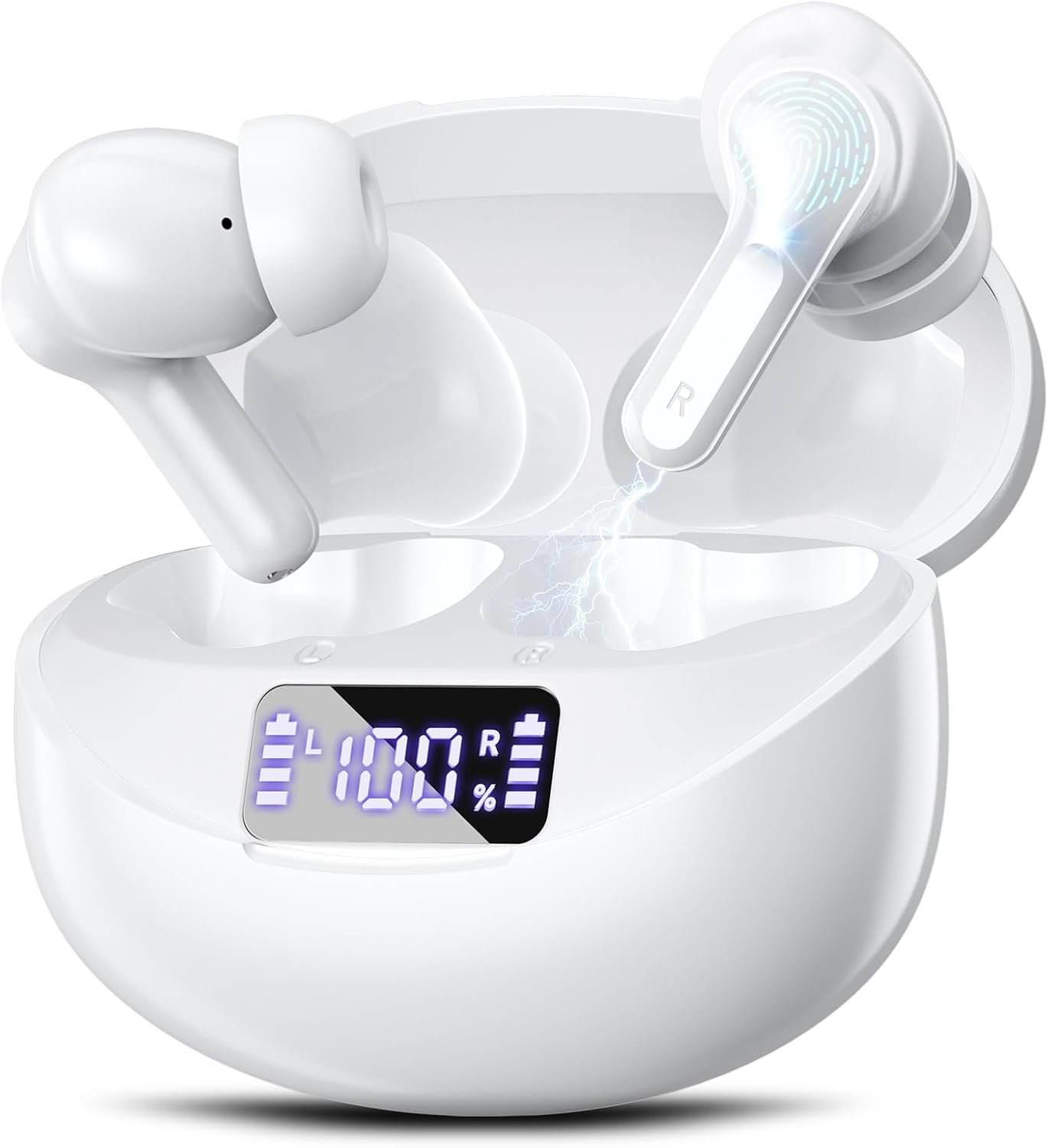 Wireless Earbuds Bluetooth 5.4 Headphones HiFi Stereo 50H Playback (Oil White)