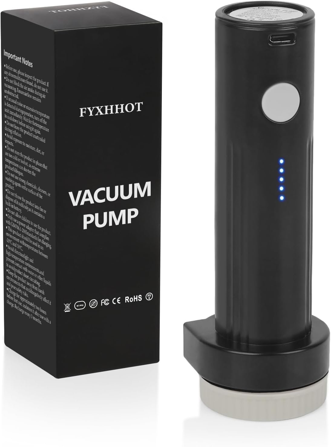 Cordless Electric Vacuum Pump for Vacuum Storage Bags Travel, Travel Air Pump, Portable USB Rechargeable Seal & Compression Bag Pump Space Saver for Clothes, Blankets & Bedding (Without Storage Bags)