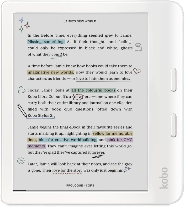 Kobo Libra Colour | eReader | 7″ Glare-Free Colour E Ink Kaleido 3 Display | Dark Mode Option | Audiobooks | Waterproof