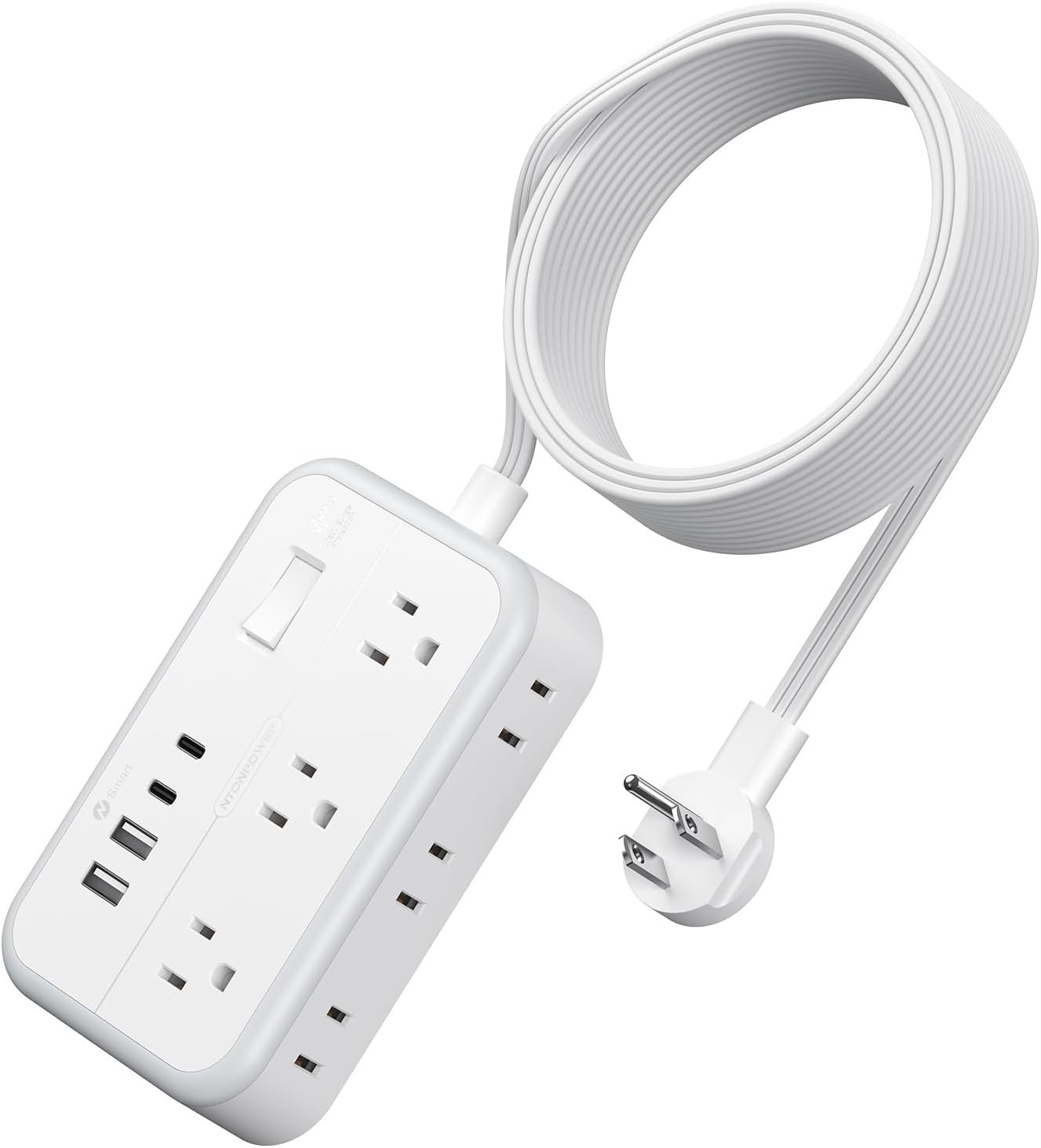 Extension Cord 15 ft, Power Strip with 6 Outlets 4 USB Charger(2 USB C Port), Flat Plug Outlet Extender Long Cord, Protection for Indoor, Home, Office Supplies, Dorm Room Essentials