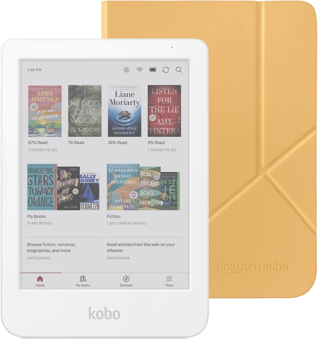 Kobo Clara Colour eReader (White) with Case Bundle (Butter Yellow SleepCover, Case Bundle)
