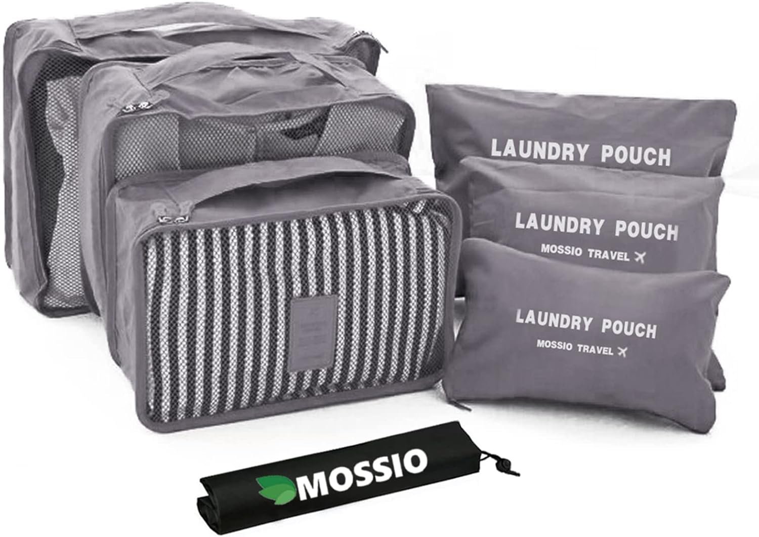 Mossio 7 Set Packing Cubes with Shoe Bag – Compression Travel Luggage Organizer