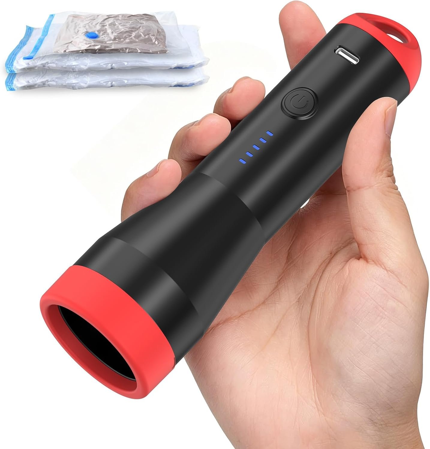 Cordless Electric Vacuum Pump for Storage Bags, Rechargeable Portable Travel Air Pump Compression Bag Pump for Clothes Blankets Bedding Luggage, Black (Storage Bag Not Included)