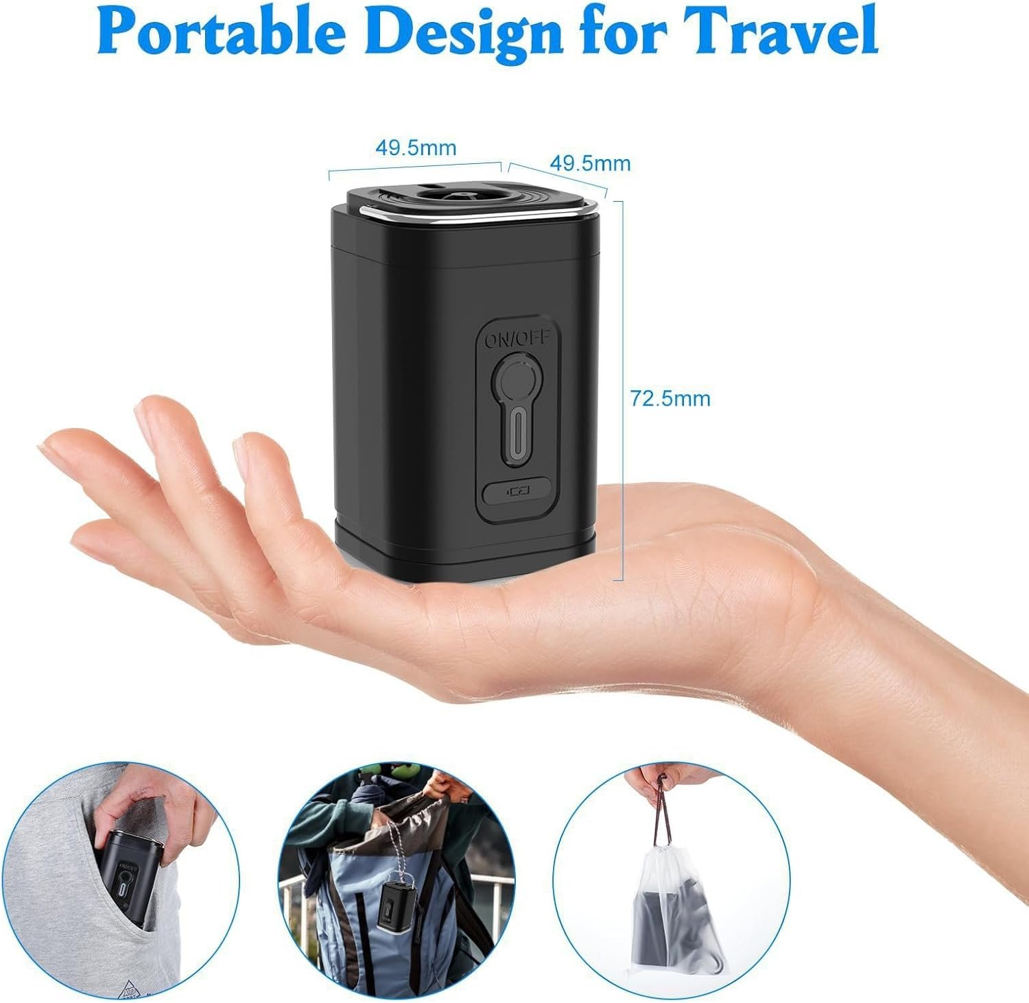Portable Pump for Vacuum Storage Bags Electric Travel Vacuum Pump for Various Vacuum Seal Bags Cordless Rechargeable Air Pump for Compression Clothes, Blanket, Luggage