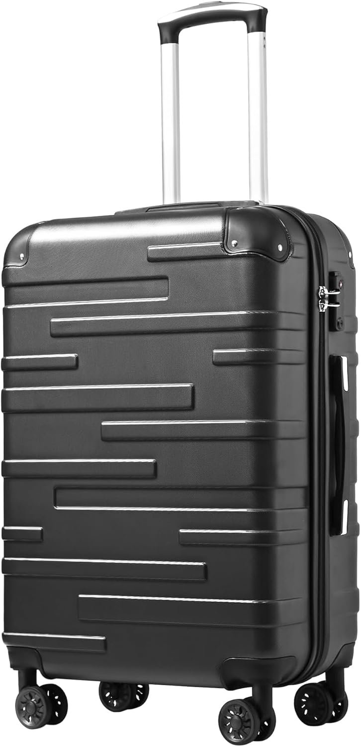 Coolife Hardside Carry-On Luggage with TSA Lock, Spinner Wheels, Telescopic Handle, Lightweight Suitcase (Grey, S(20in_carry on))