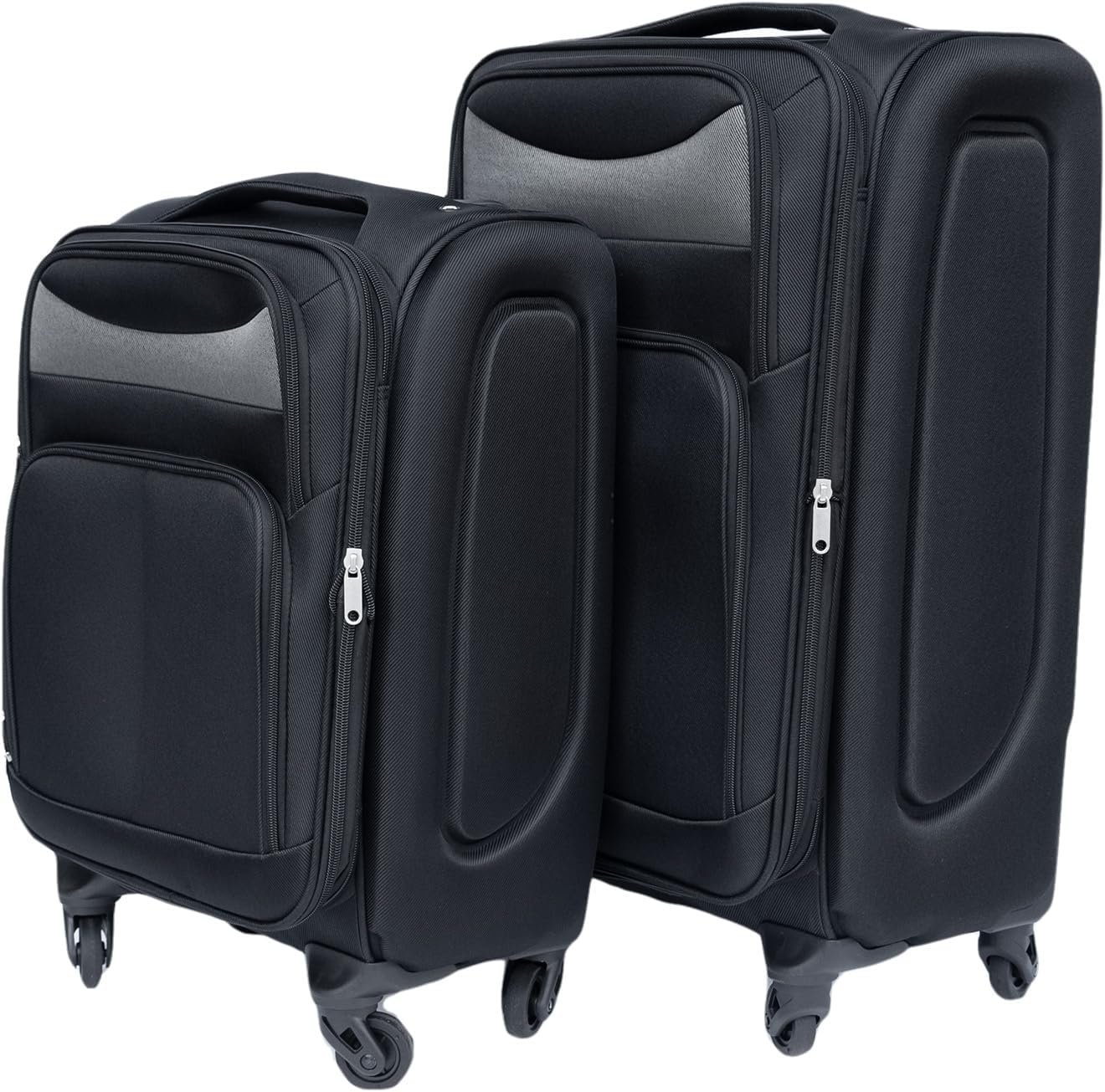 2 Piece Luggage sets – 20/24 Inch Lightweight Oxford Fabric softside Suitcase with 360° Spinner Wheels, Water-Resistant Travel Case (Password lock not Included) (Black)