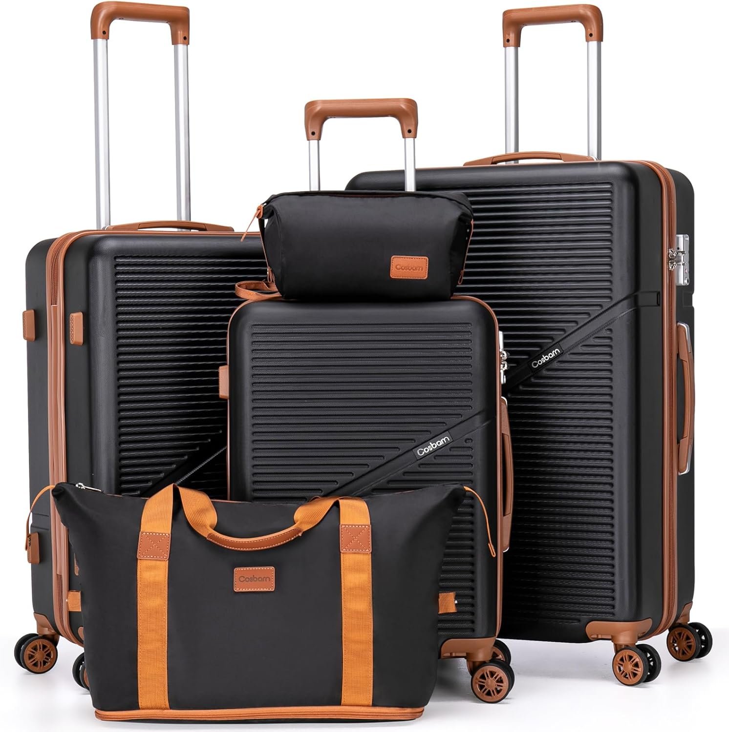 Cosbarn Luggage Sets 5 Piece Suitcases with Wheels, Suitcase Set ABS Hard Case Luggage with TSA Lock Spinner Wheels Durable Travel Luggage (5-Piece Set(20″/24″/28″))