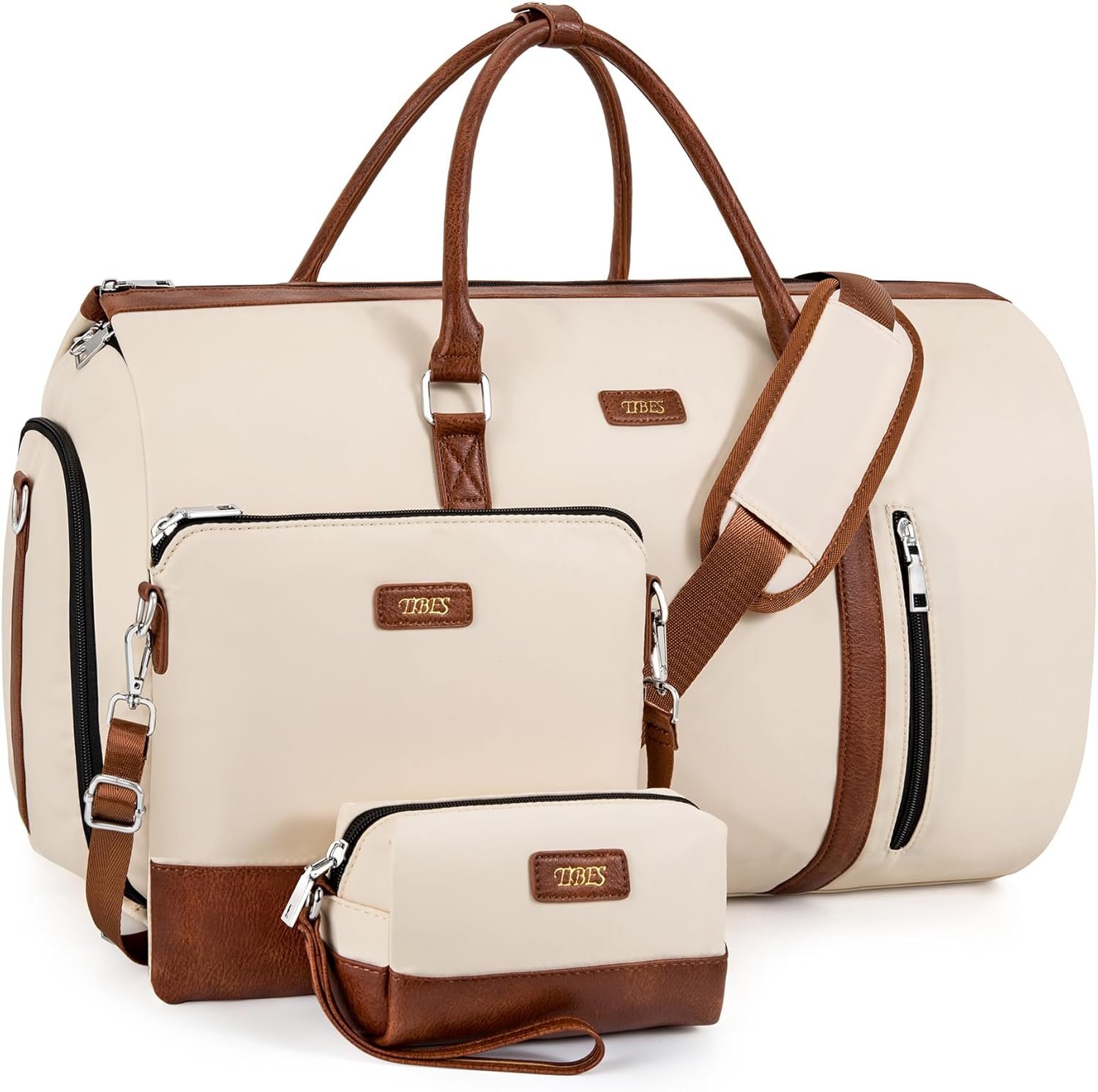 Convertible 2-in-1 Garment Bags for Travel, 50L Carry On Garment Duffle Bag With Shoe Compartment Large Weekender Bag for Women Men Hanging Suitcase Suit Travel Duffel Overnight Bags 4pcs Set
