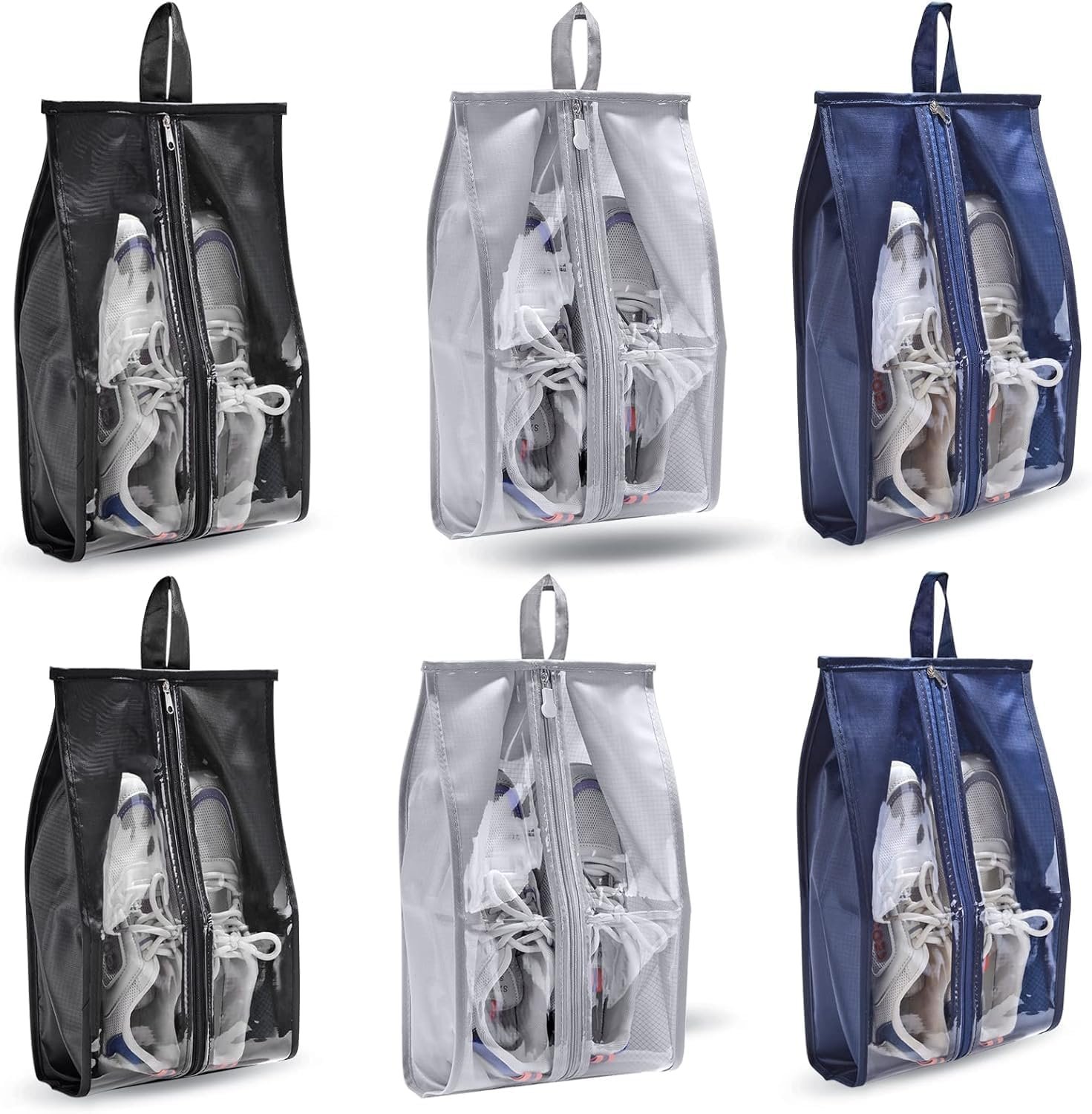 Shoe Bags for Traveling 6 Pack – Random Color Waterproof Shoe Storage Organizer with Durable Zippers, Lightweight Portable Shoe Bags for Travel, Cruise, Gym